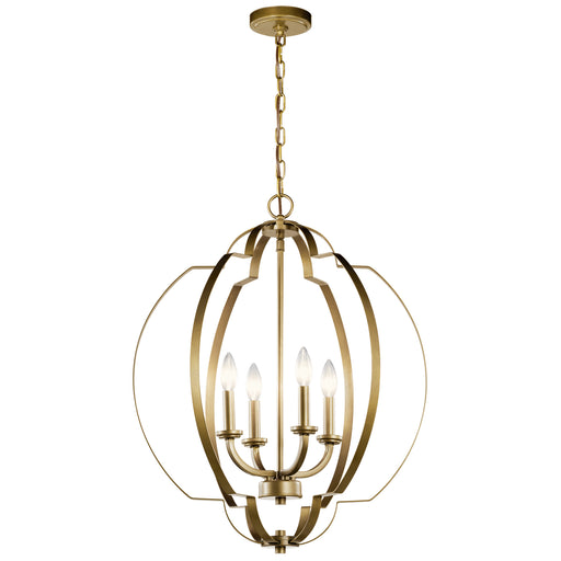 Kichler 42138NBR Four Light Foyer Pendant, Natural Brass