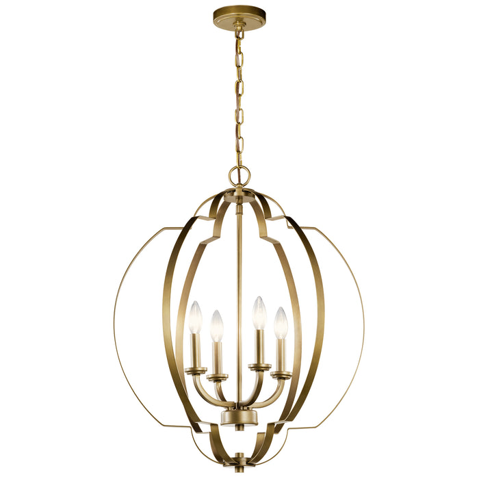 Kichler 42138NBR Four Light Foyer Pendant, Natural Brass