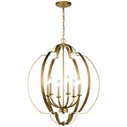 Kichler 42139NBR Six Light Foyer Chandelier, Natural Brass