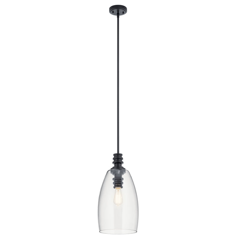 Kichler 43090BK One Light Pendant, Black