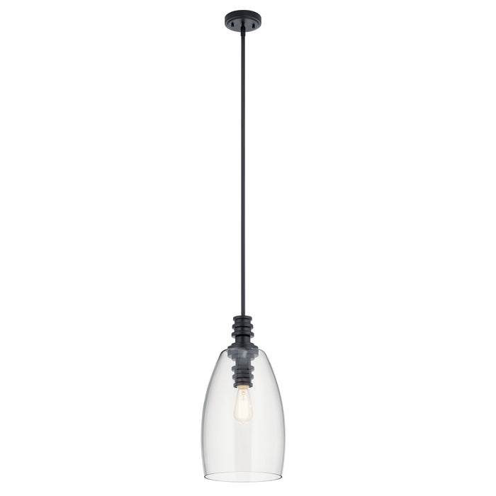 Kichler 43090BK One Light Pendant, Black