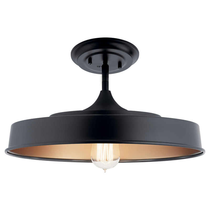 Kichler 52098BK One Light Semi Flush Mount, Black