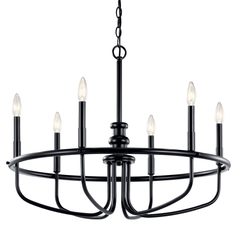 Kichler 52304BK Six Light Chandelier, Black (2)