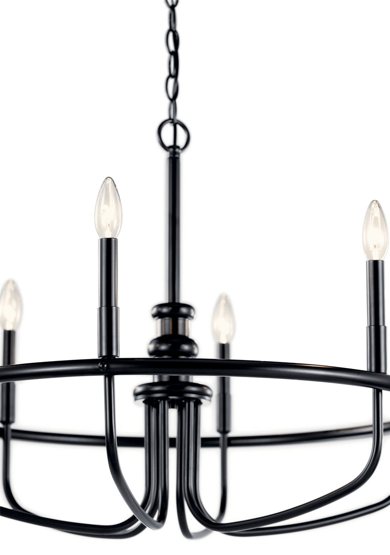 Kichler 52304BK Six Light Chandelier, Black (4)