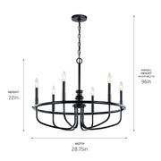 Kichler 52304BK Six Light Chandelier, Black (6)