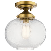 Kichler 42296NBR One Light Semi Flush Mount, Natural Brass