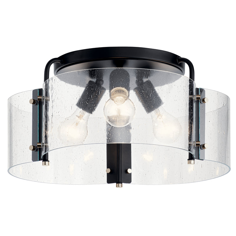 Kichler 42955BK Three Light Semi Flush Mount, Black