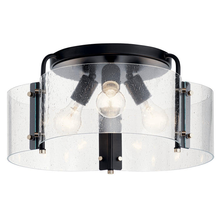 Kichler 42955BK Thoreau Three Light Semi Flush Mount, Black Main Image.jpg