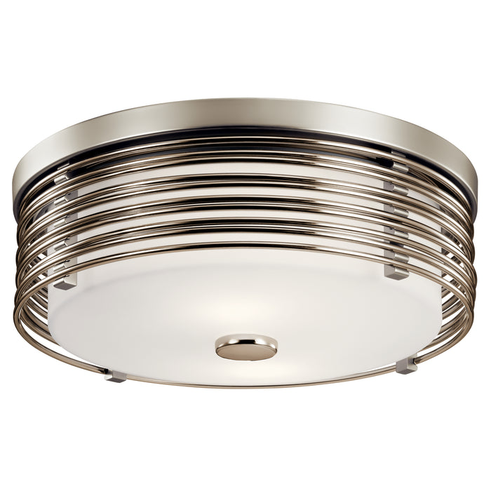 Kichler 43293SN Bensimone Two Light Flush Mount, Satin Nickel Main Image.jpg