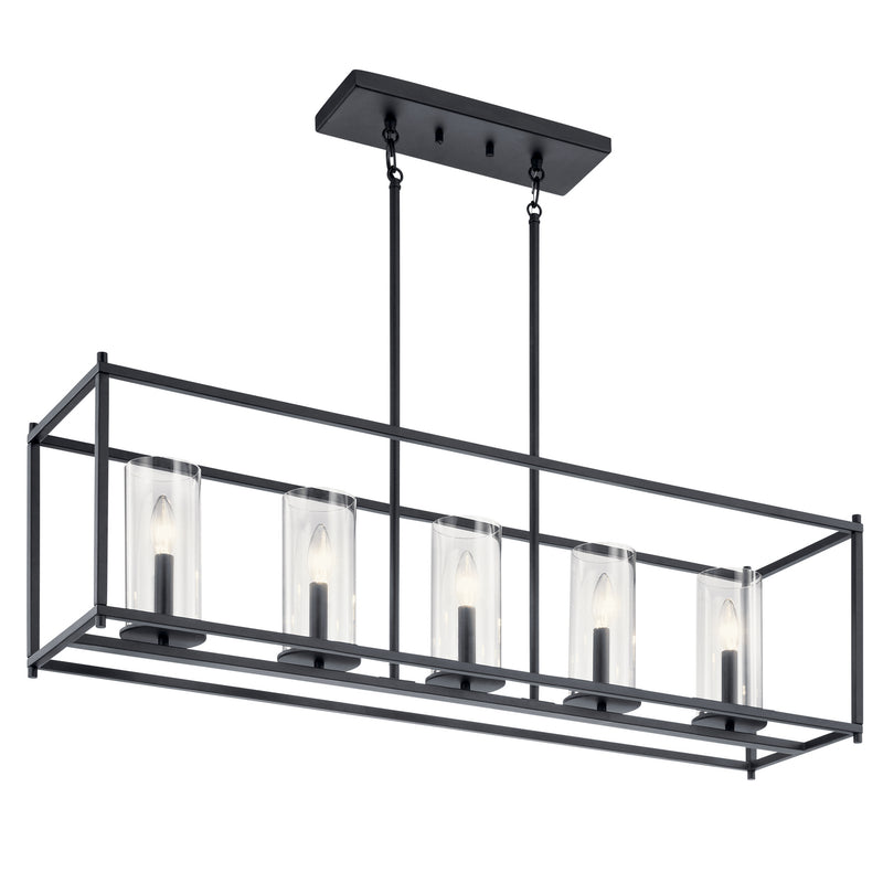Kichler 43995BK Five Light Linear Chandelier, Black