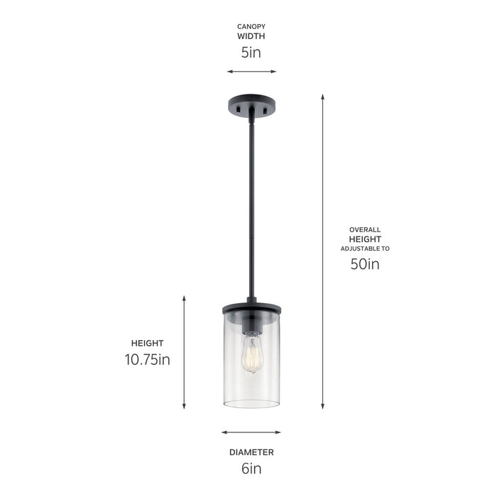 Kichler 43996BK One Light Mini Pendant, Black (5)