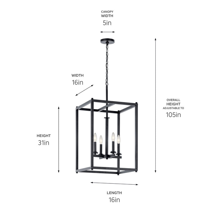 Kichler 43998BK Four Light Foyer Pendant, Black (5)