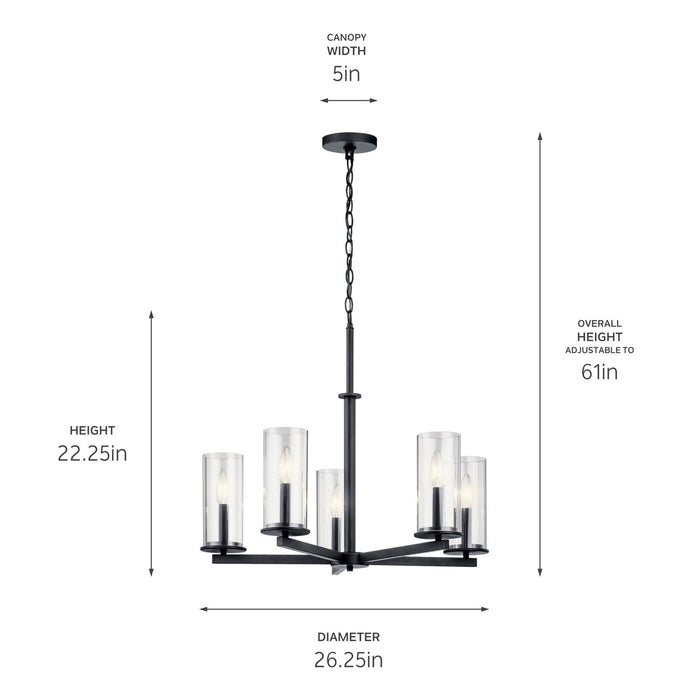 Kichler 43999BK Five Light Chandelier, Black (6)