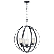 Kichler 44034BK Three Light Chandelier, Black
