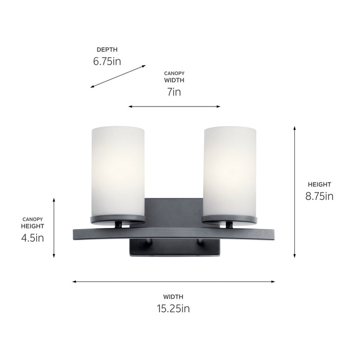 Kichler 45496BK Two Light Bath, Black (5)