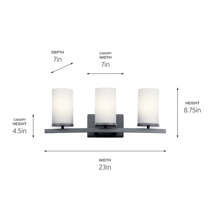 Kichler 45497BK Three Light Bath, Black (4)