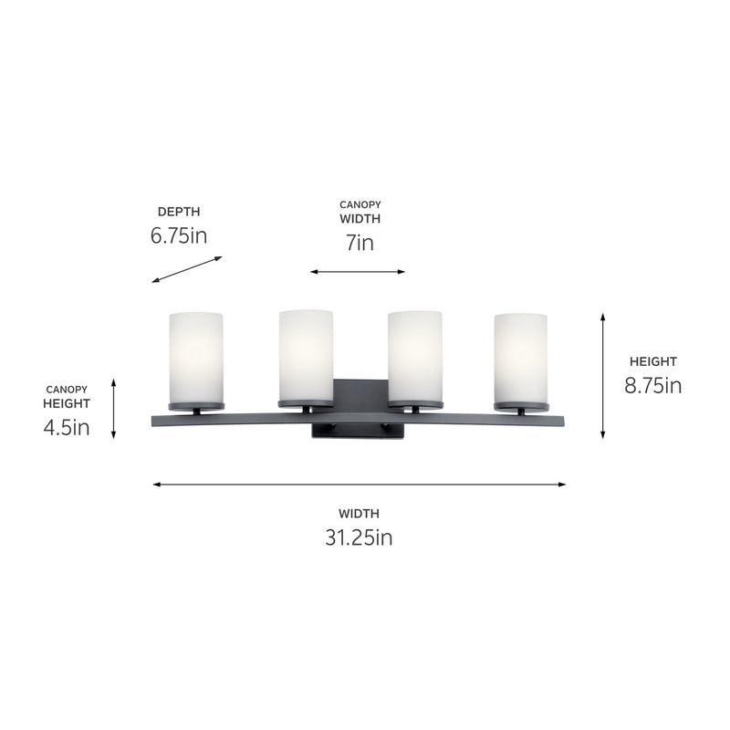 Kichler 45498BK Four Light Bath, Black (4)