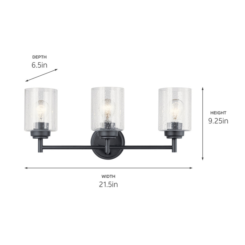 Kichler 45886BK Three Light Bath, Black (4)