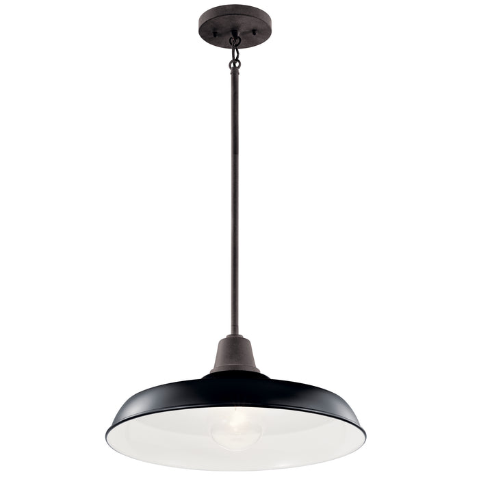 Kichler 49993BK Pier One Light Outdoor Pendant/Semi Flush Mount, Black Main Image.jpg