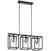 Kichler 52033BK Three Light Linear Chandelier, Black
