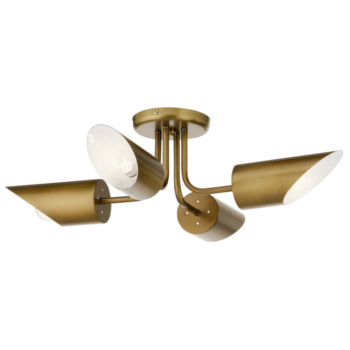 Kichler 52164NBR Trentino Four Light Semi Flush Mount, Natural Brass Main Image.jpg