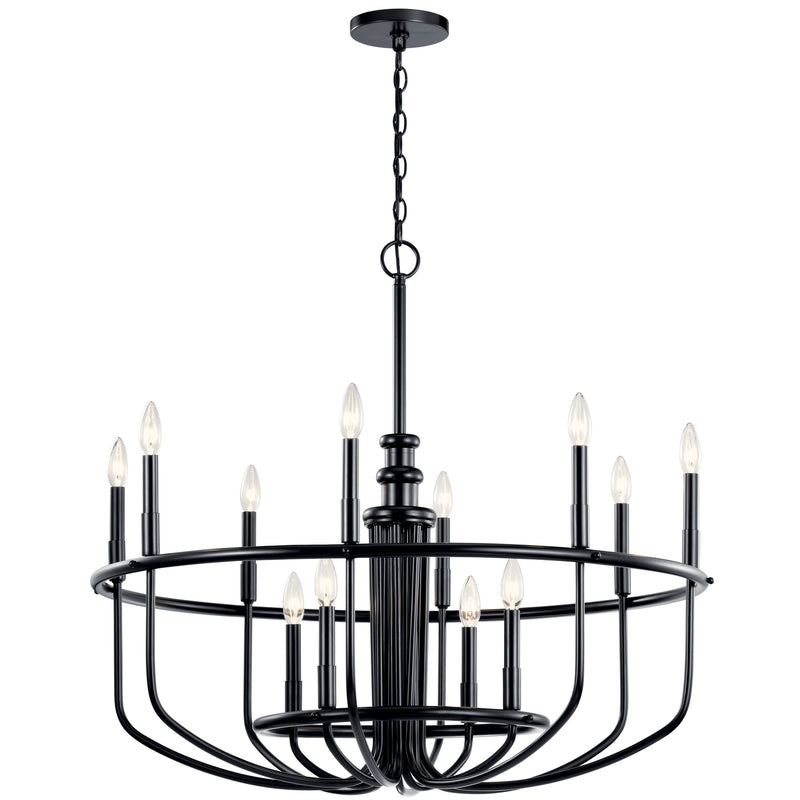 Kichler 52305BK 12 Light Chandelier, Black