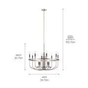 Kichler 52305NI 12 Light Chandelier, Brushed Nickel (5)