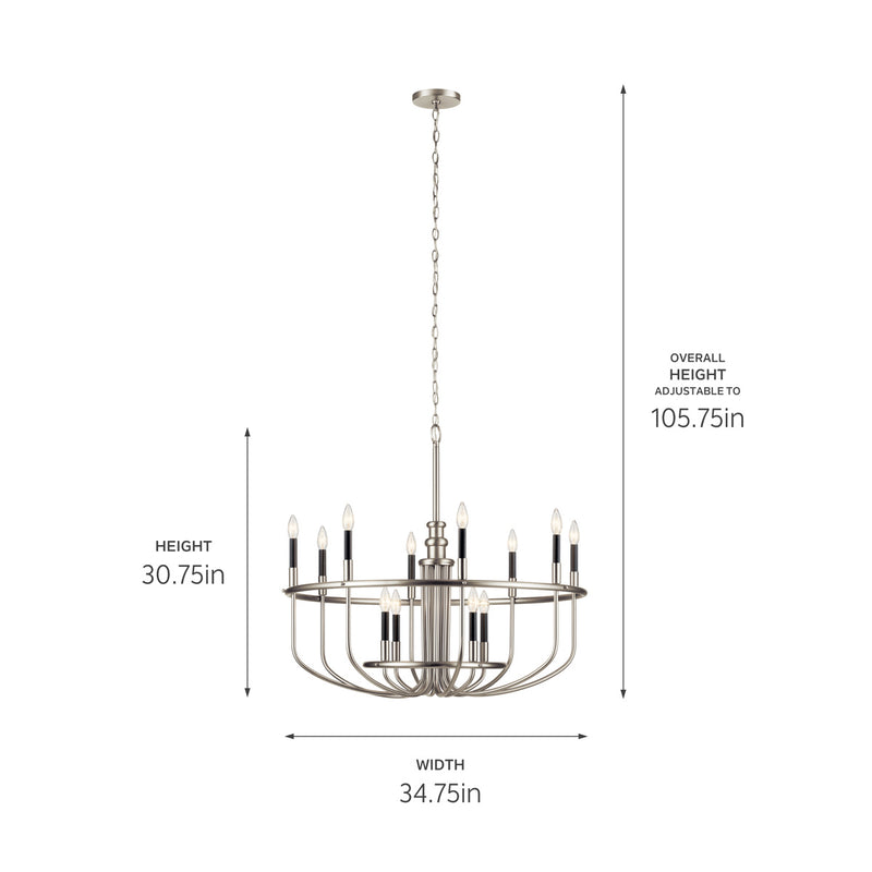 Kichler 52305NI 12 Light Chandelier, Brushed Nickel (5)