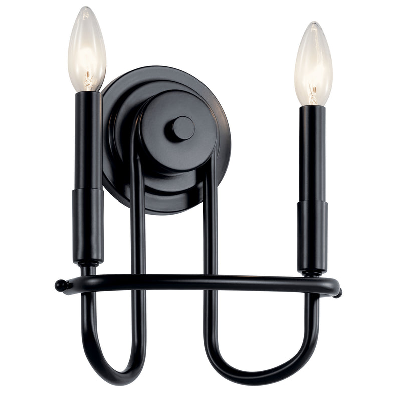 Kichler 52308BK Two Light Wall Sconce, Black
