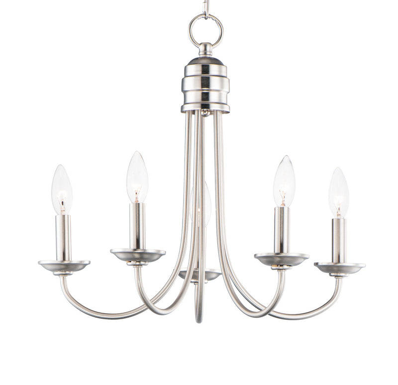 Maxim 10345SN Logan Five Light Chandelier, Satin Nickel Main Image.jpg