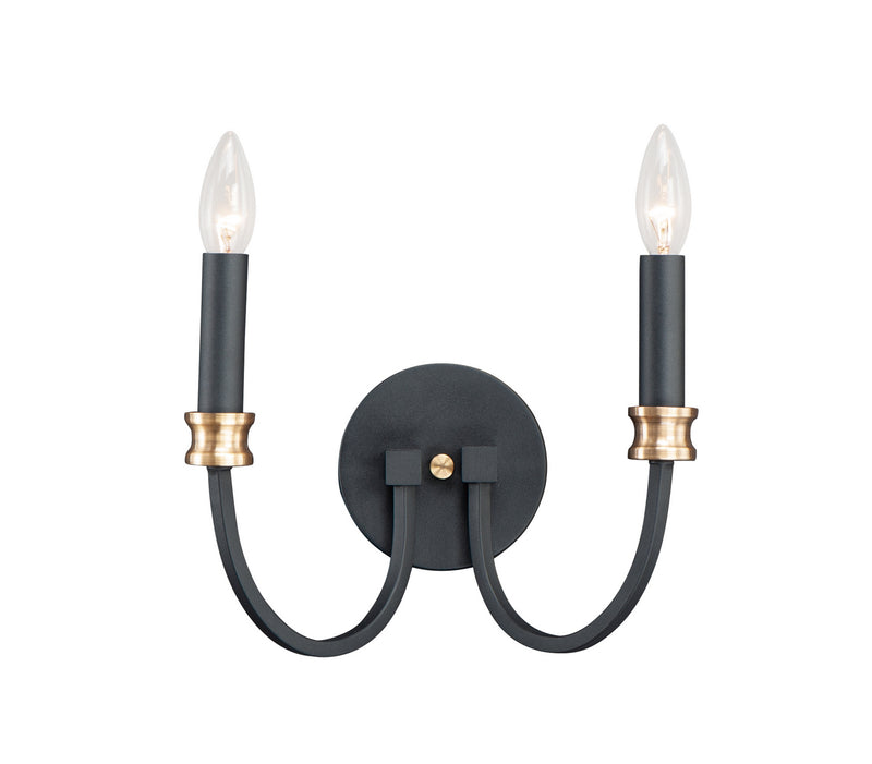 Maxim 11372BKAB Charlton Two Light Wall Sconce, Black / Antique Brass Main Image.jpg