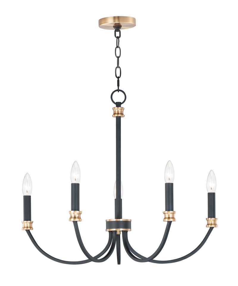 Maxim 11375BKAB Charlton Five Light Chandelier, Black / Antique Brass Main Image.jpg