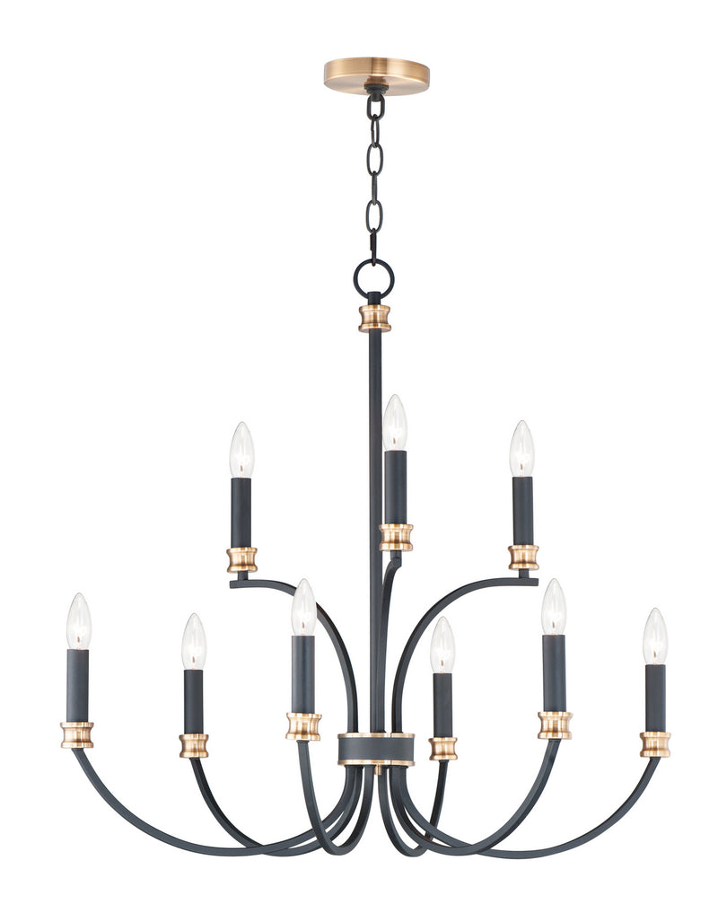 Maxim 11377BKAB Charlton Nine Light Chandelier, Black / Antique Brass Main Image.jpg