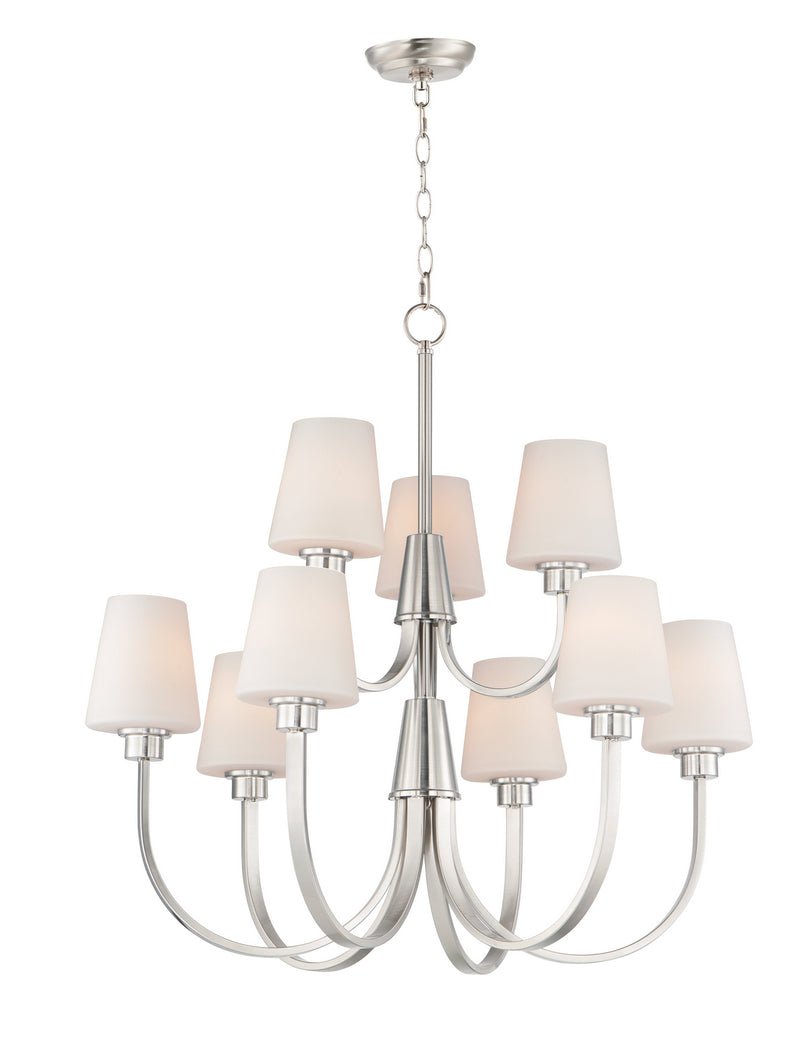 Maxim 11826SWSN Shelter Nine Light Chandelier, Satin Nickel Main Image.jpg