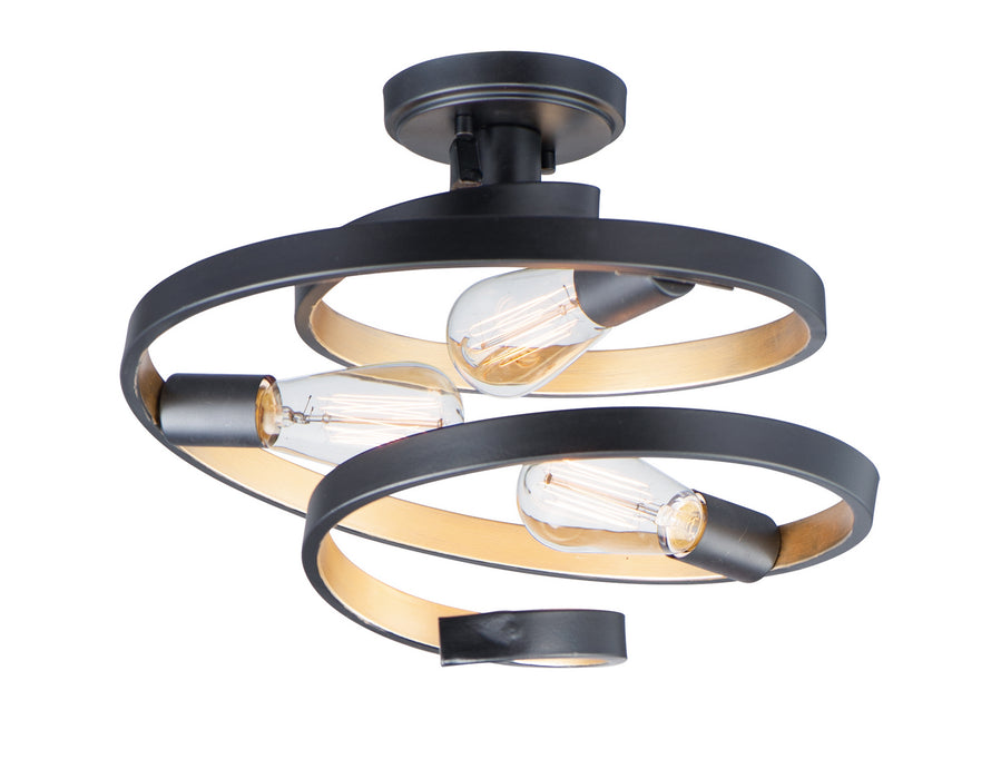 Maxim 12230BKGLD Twister Three Light Semi-Flush Mount, Black / Gold Main Image.jpg