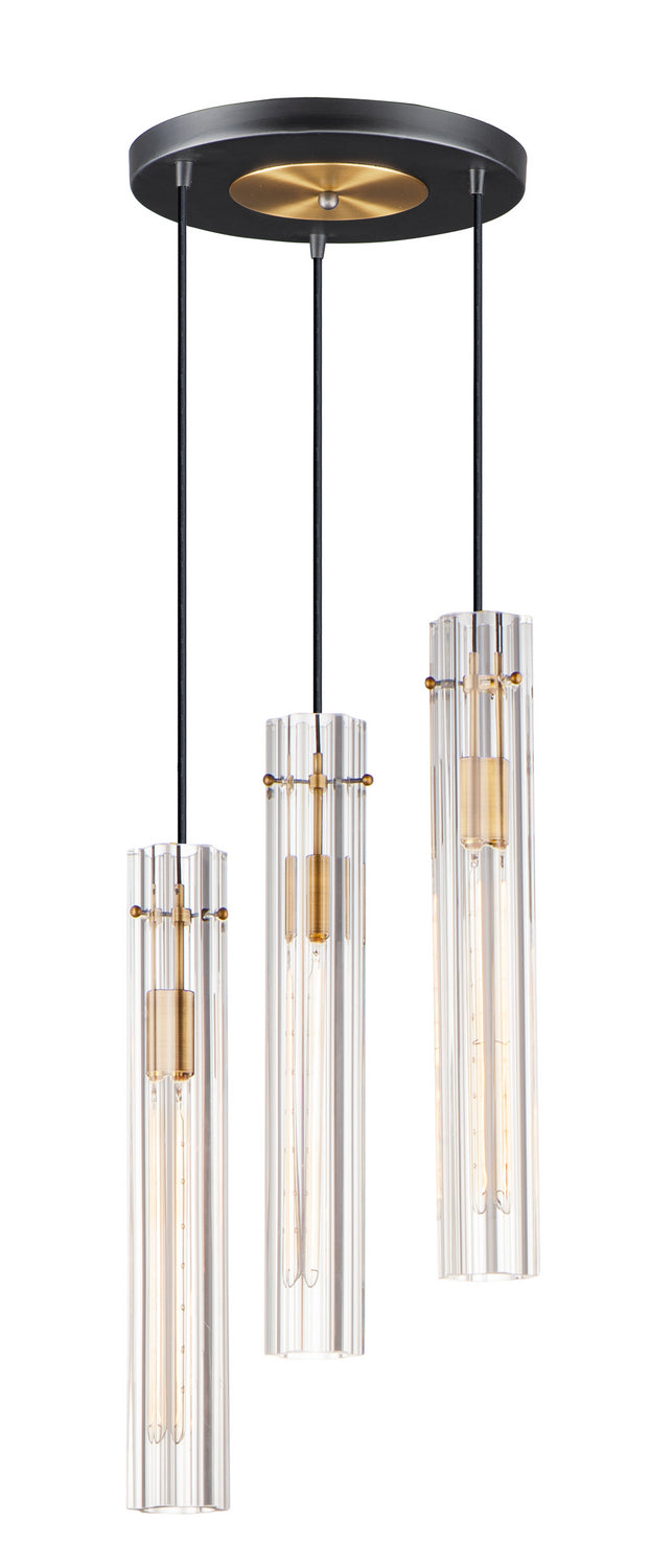 Maxim 16123CLBKAB Flambeau Three Light Chandelier, Black / Antique Brass Main Image.jpg