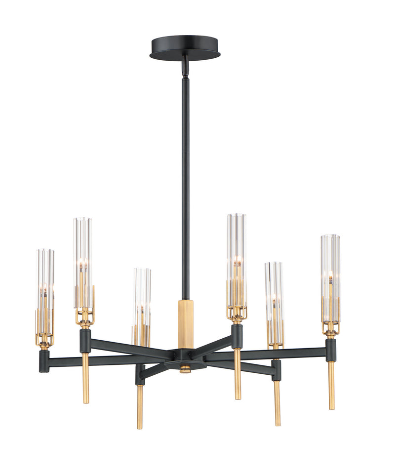 Maxim 16125CLBKAB Flambeau LED Chandelier, Black / Antique Brass Main Image.jpg