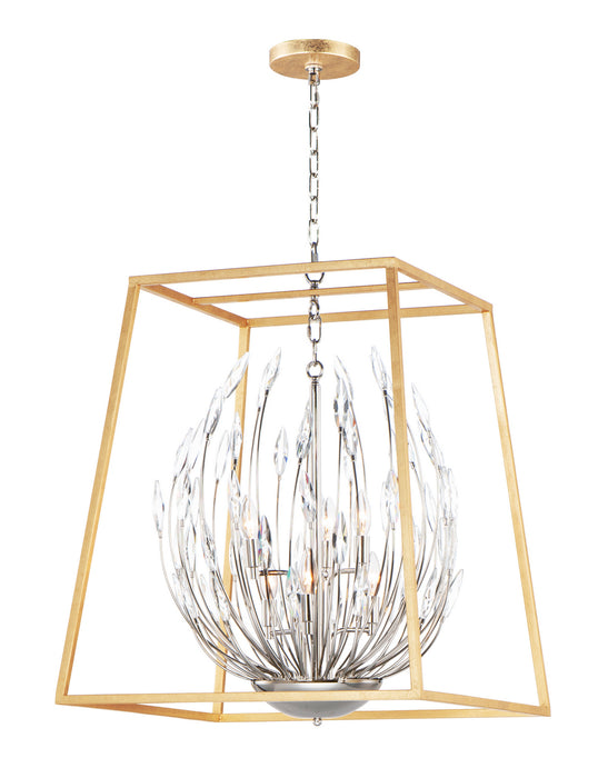 Maxim 32406BCPNGL Bouquet Six Light Pendant, Polished Nickel / Gold Leaf Main Image.jpg