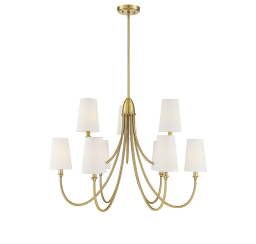 Savoy House 1-2541-9-322 Nine Light Chandelier, Warm Brass