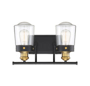 Savoy House 8-2069-2-51 Two Light Bath Bar, Vintage Black w/Warm Brass