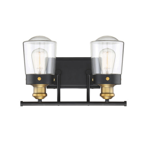 Savoy House 8-2069-2-51 Two Light Bath Bar, Vintage Black w/Warm Brass