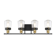 Savoy House 8-2069-4-51 Four Light Bath Bar, Vintage Black w/Warm Brass