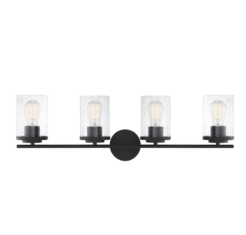Savoy House 8-8020-4-BK Four Light Bath Bar, Matte Black