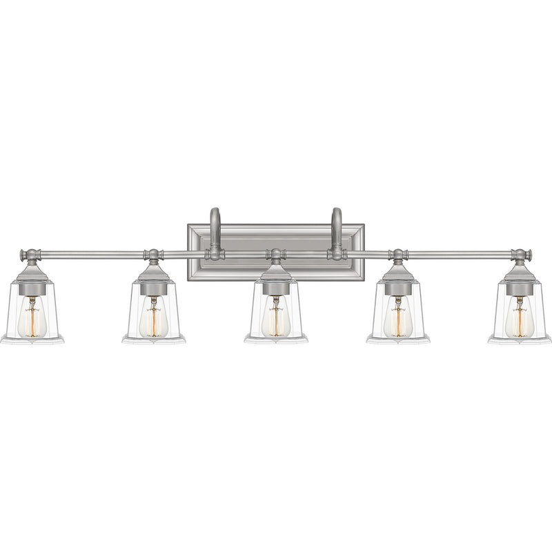 Quoizel NLC8605BN Nicholas Five Light Bath Fixture, Brushed Nickel Main Image.jpg
