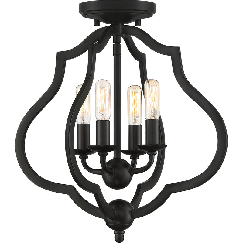 Quoizel OKF1715MBK O'Keefe Four Light Semi-Flush Mount, Matte Black Main Image.jpg
