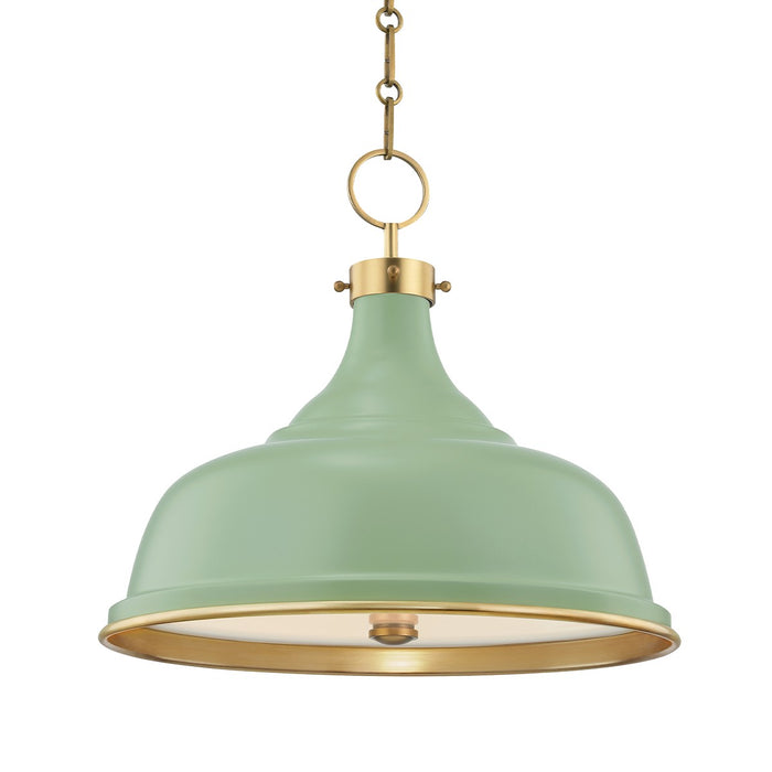 Hudson Valley MDS300-AGB/LFG Painted No.1 Three Light Pendant, Aged Brass/Leaf Green Combo Main Image.jpg