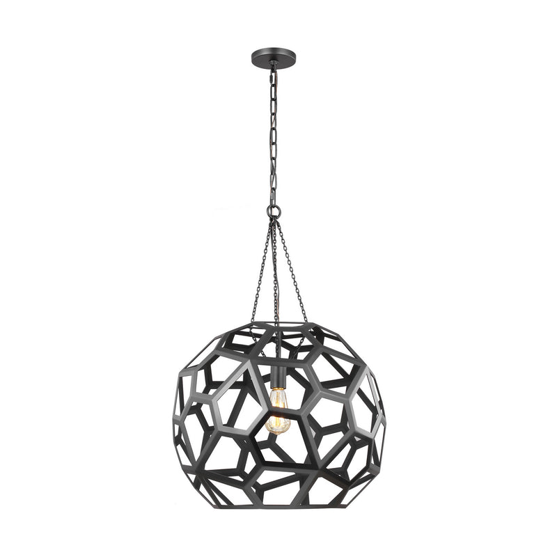 Visual Comfort Studio AP1071MBK Feccetta One Light Pendant, Midnight Black Main Image.jpg