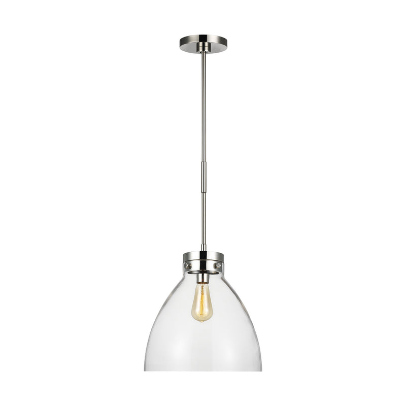 Visual Comfort Studio CP1121PN Garrett One Light Pendant, Polished Nickel Main Image.jpg