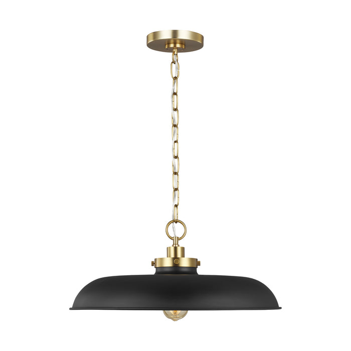 Visual Comfort Studio CP1231MBKBBS Wellfleet One Light Pendant, Midnight Black and Burnished Brass Main Image.jpg