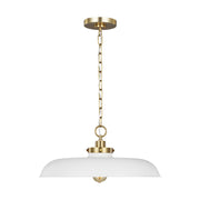 Visual Comfort Studio CP1231MWTBBS Wellfleet One Light Pendant, Matte White and Burnished Brass Main Image.jpg